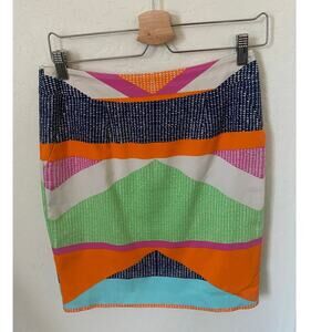 Trina Turk Size 4 Geometric Colorblock Multi Color Mini Skirt